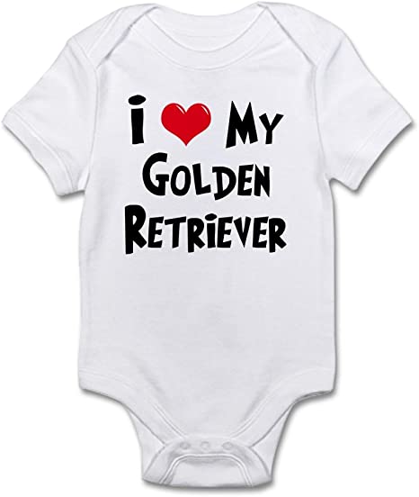 Amazon.com: CafePress I Love My Golden Retriever Infant Baby Bodysuit ...