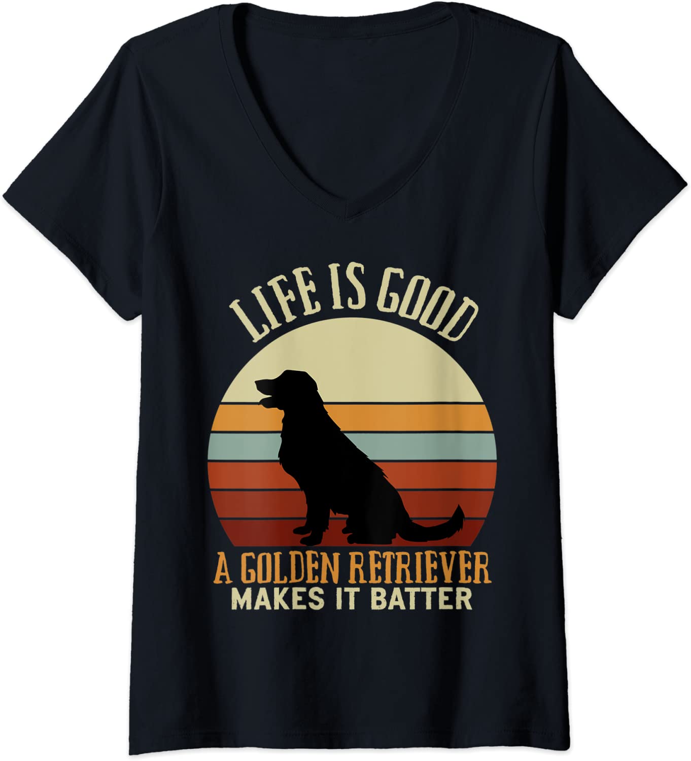 Amazon.com: Womens Golden Retriever Life is Good Tshirt V ...