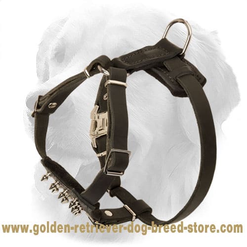 Puppy Size Leather Golden Retriever Harness with Spikes [H23##1046 ...