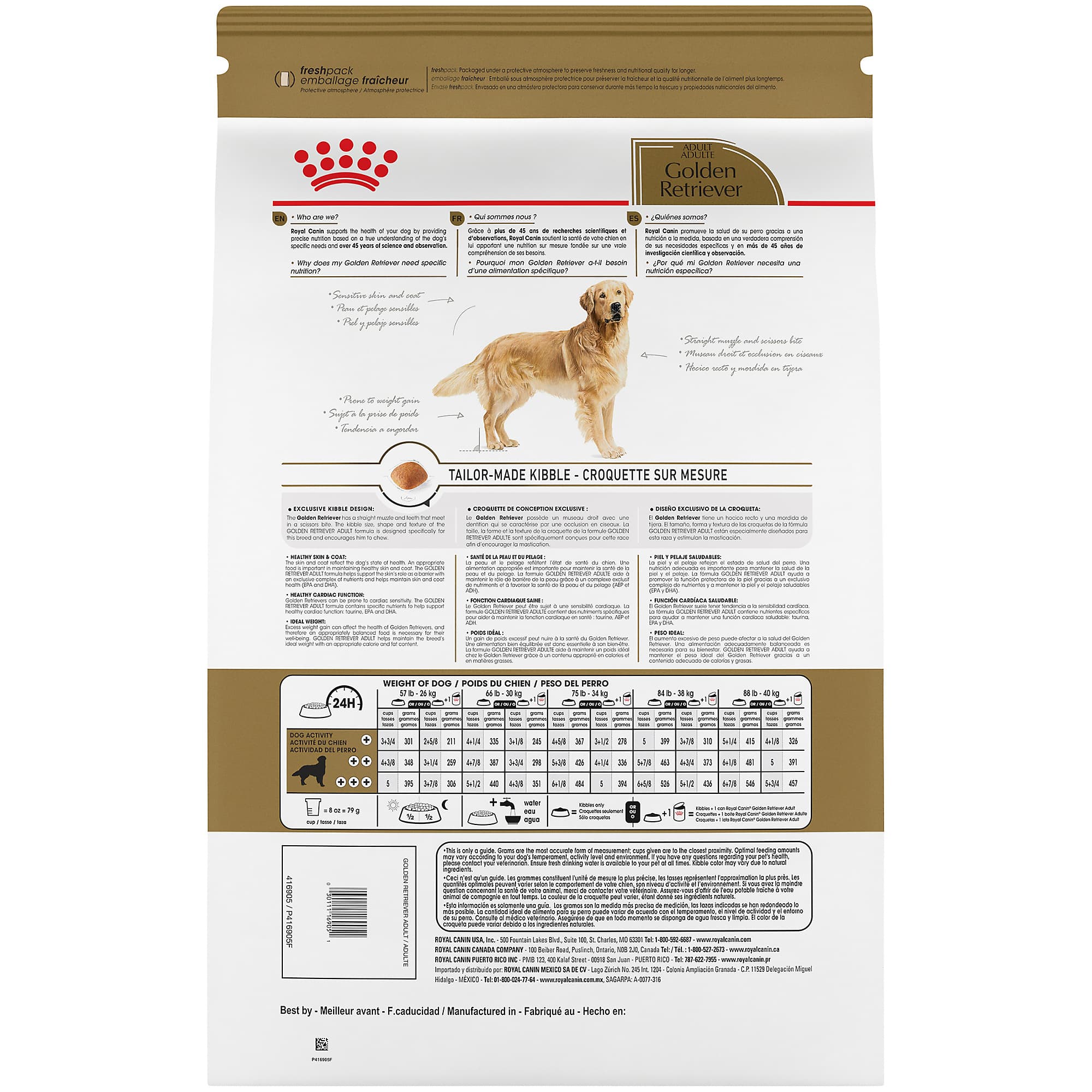 royal canin golden retriever puppy food chart